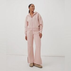 Pact Posey Pink Courtside Fleece Wide Leg Sweatpants Organic Cotton Blend Size L